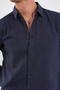 Flare Winter Baggy Pants Oversize Shirt Bottom Top Suit 100% Cotton Navy Blue - 2