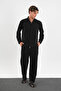 Flare Winter Baggy Pants Oversize Shirt Bottom Top Suit 100% Cotton Black - 3