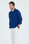 Transitional Linen Textured Oversized Men's Shirt Indigo - 5