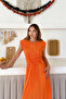 Women's Pleated Tie Detail Stylish Dress - 4