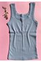Zerne | 4-Pack Black, White, Green and Blue Cotton Button-Detail Ribbed Knit Women's Tank Top 64E63 - 4