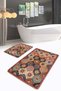 Multi-Colored Patchwork Patterned 2-Piece Non-Slip Base Washable Bath Mat Set - 3