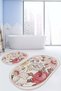 Vintage Floral Patterned Cream-Pink 2-Piece Non-Slip Base Washable Bath Mat Set - 3