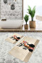 Modern Artistic Patterned Beige 2-Piece Non-Slip Base Washable Bath Mat with Black Vase and Pink Flowers - 4