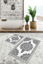 Classic Vintage Motif Black and White Washable 2-Piece Non-Slip Base Bathroom Mat Set - 3