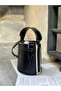Black Women's Drawstring Bucket Hand and Shoulder Bag - 3