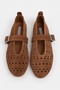 Patter Tan Suede Studded Genuine Leather Buckle Detail Flat Sole Women's Ballerinas - 5