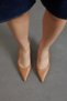 Tan Skin Double Buckle Women's Heeled Shoes - 5