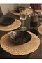 Natural Wicker Jute Bohemian Placemat 6 Pieces American Style Placemat & Placemat - Presentation Plate Mat 35X35 cm - 4