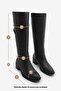 Women's Belt Accessory Side Zipper Heeled Boots Samole Black - 8