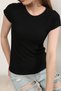 Textured Short Sleeve Plain Black Women's Lycra T-Shirt Basic Gofre T-Shirt - 5