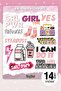Girl Power Sticker Set, Pink Sticker, 14 Pink Stickers
