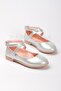 Girls' Silver Wrap-Around Ankle-Strap Velcro Non-Slip Underlay Orthopedic Ballet Flats