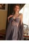 Women's Silk Satin Nightgown Set - Elegant V-Neck, Lace Stripe Lingerie Sleepwear without Robe