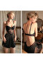 Women's Backless Silk Satin Nightgown Set - Elegant V-Neck, Lace Stripe Sleepwear without Robe - 5