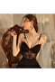 Women's Backless Silk Satin Nightgown Set - Elegant V-Neck, Lace Stripe Sleepwear without Robe