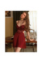 Women's Backless Silk Satin Nightgown Set - Elegant V-Neck, Lace Stripe Sleepwear without Robe - 3