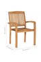 Stacking Garden Chairs with Cushions 6 pcs Solid Teak Wood - 3