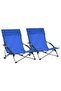 Folding Beach Chairs 2 pcs Blue Fabric