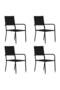 Garden Dining Chair | Set of 4 | Black | PE rattan, steel | Medium