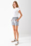 Women's Adjustable Waist Double Pocket Basic Shorts Gray - 10038 - 3