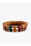 Set of 2 Multicolored Wooden Beaded Bracelets