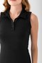 Women's Polo Neck Button Detailed Sleeveless Dress Black - 925076 - 7
