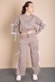 Brown Wide Leg Girl's Tracksuit Set with Bow Detail on the Sides 21198 - 6