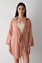 Salmon Flam Linen Kimono Shirt