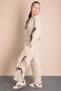 Beige Wide Leg Girl's Tracksuit Set with Bow Detail on the Sides 21199 - 6