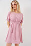 Women's Short Sleeve Mini Ayrobin Dress 2572 - Powder - 4
