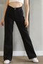 Elizabeth Young Girl Black High Waist Elastane Blended Unlined 90's Wide Leg Denim Pants - 6