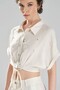 Women's Linen Pearl Detailed Design Stone Crop Blouse - 2