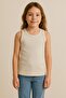 Pure Dots Girl's Ribbed Summer Beige Body Blouse