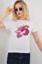 Women's Printed Basic T-Shirt 4349 - Plum - 3