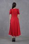 New Season Scuba Crepe Fabric Balloon Sleeve Round Neck Midi Length Flared Cut Women's Evening Dress 092 - 3