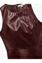Sleeveless Crew Neck A-Line Faux Leather Mini Dress - 5