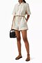 Linen Mini Jumpsuit, Summer Jumpsuit with Adjustable Waist and Relaxed Fit Ecru - 2