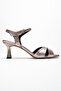 Melin Platinum Patterned Cross Strap Women's Heeled Shoes - 6
