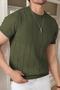 Men's Khaki Fit Textured Short Sleeve Crew Neck Knitwear T-Shirt - 4