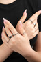 Women's White Color Brass Ring Set - 8-Piece Non-Tarnish Joint Combination Set - 2