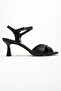 Melin Black Leather Cross Strap Women's Heeled Shoes - 6