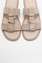 Sveta Beige Suede Buckle Genuine Leather Women's Slippers - 2