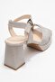 Lisbon Gold Glitter Cross Strap Women's Platform Heeled Shoes - 5