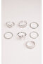 Women's White Color Non-Tarnish Butterfly Figured Joint Ring Set of 7