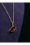 Red Ribbon Hat Model Black Colored Enamel Embroidered Yellow Colored Plated Steel Necklace - 2