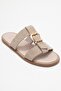 Sveta Beige Suede Buckle Genuine Leather Women's Slippers - 3