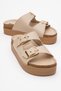 Beige Double Buckle Casual Women's Slippers