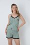 Women's Polka Dot Animal Figured Rope Strap Shorts Set |   Green 50115-1675 - 2