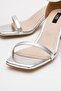 Silver Single Strap Women's Heeled Sandals - 3